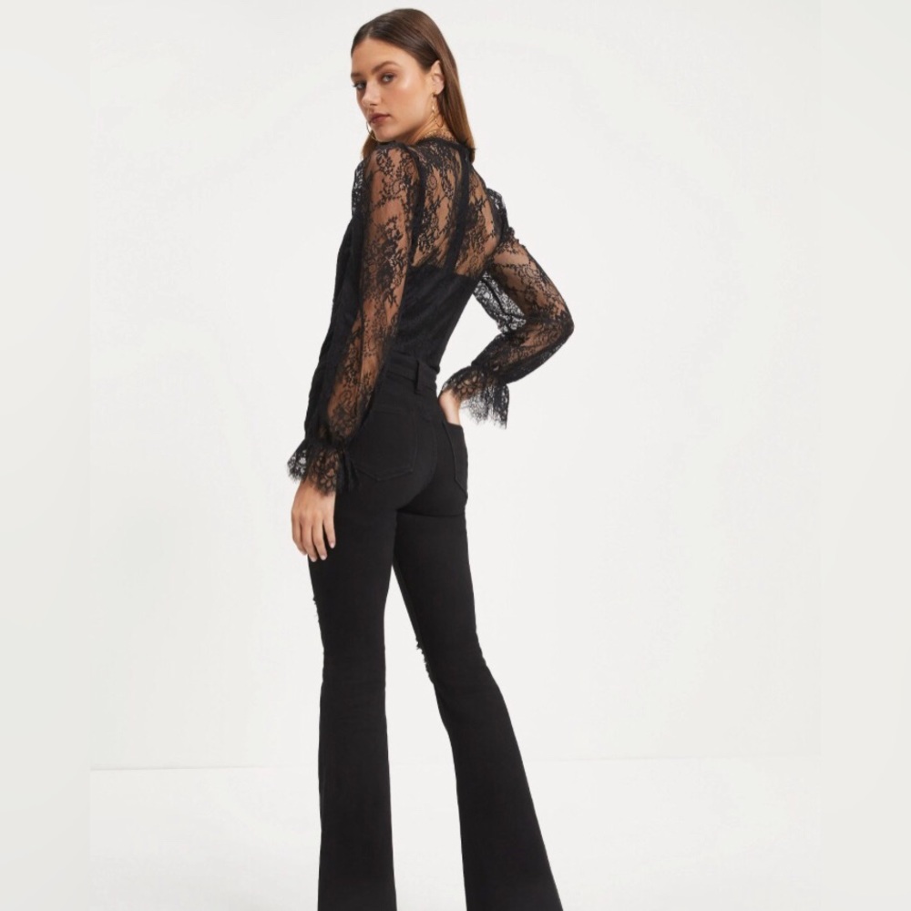 VICI Kamila lace black high neck long sleeve thong bodysuit NEW Re:$59+ sz small